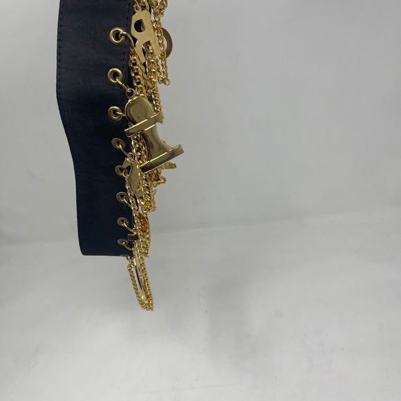 Crisca Black Leather Gold Charm Belt main image 9